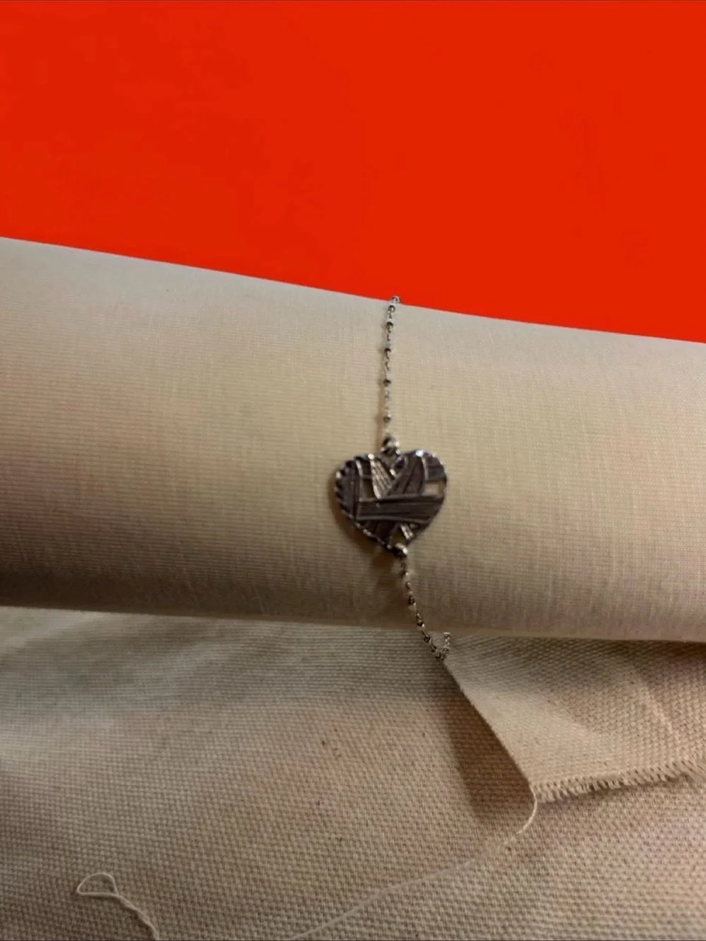 Sterling Silver Heart Charm Bracelet Anklet 8.5 Inch 22cm
